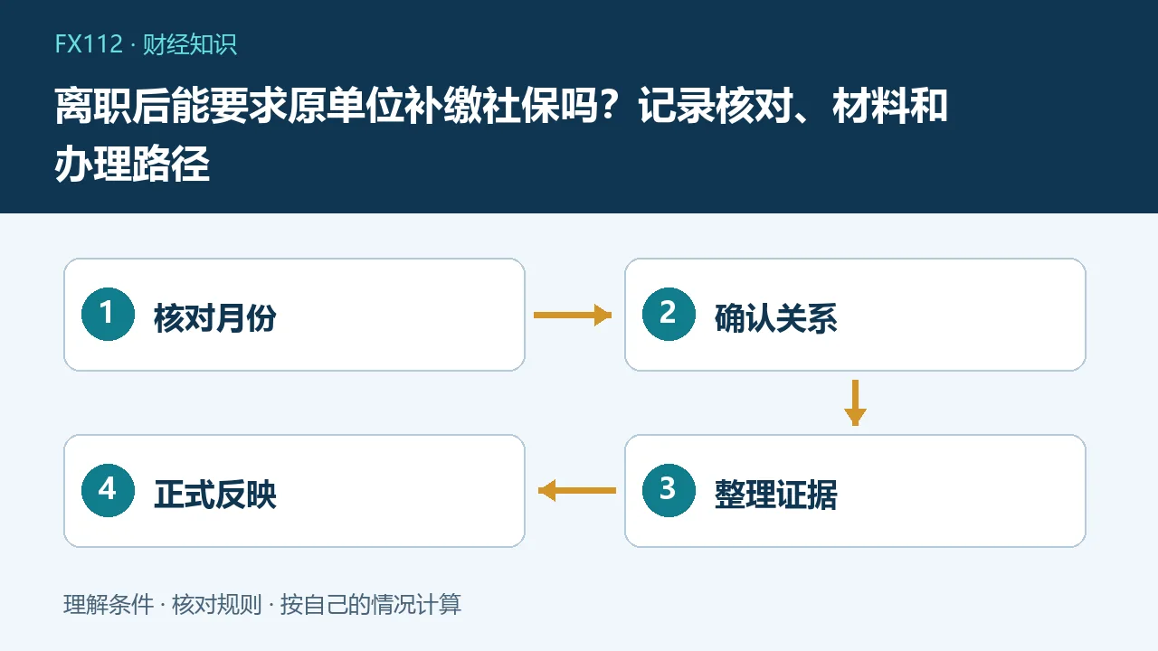 离职后能要求原单位补缴社保吗：核对月份、确认关系、整理证据、正式反映示意图