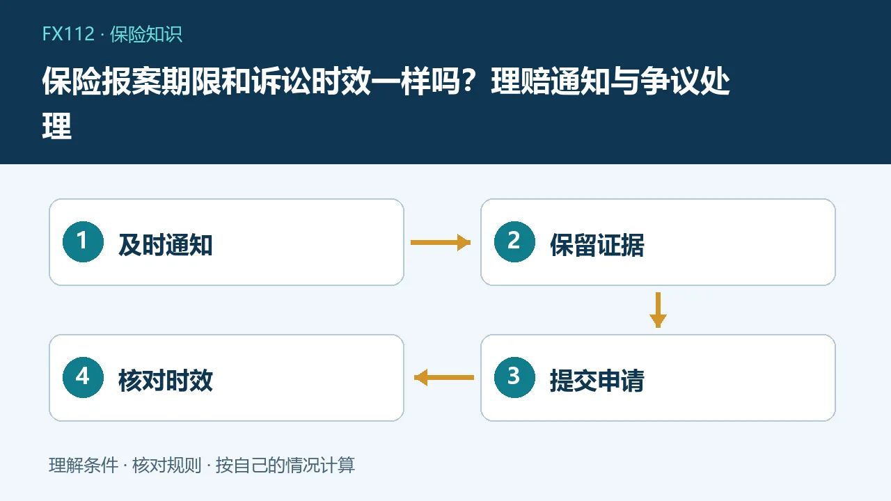保险报案期限和诉讼时效一样吗:及时通知、保留证据、提交申请、核对时效示意图